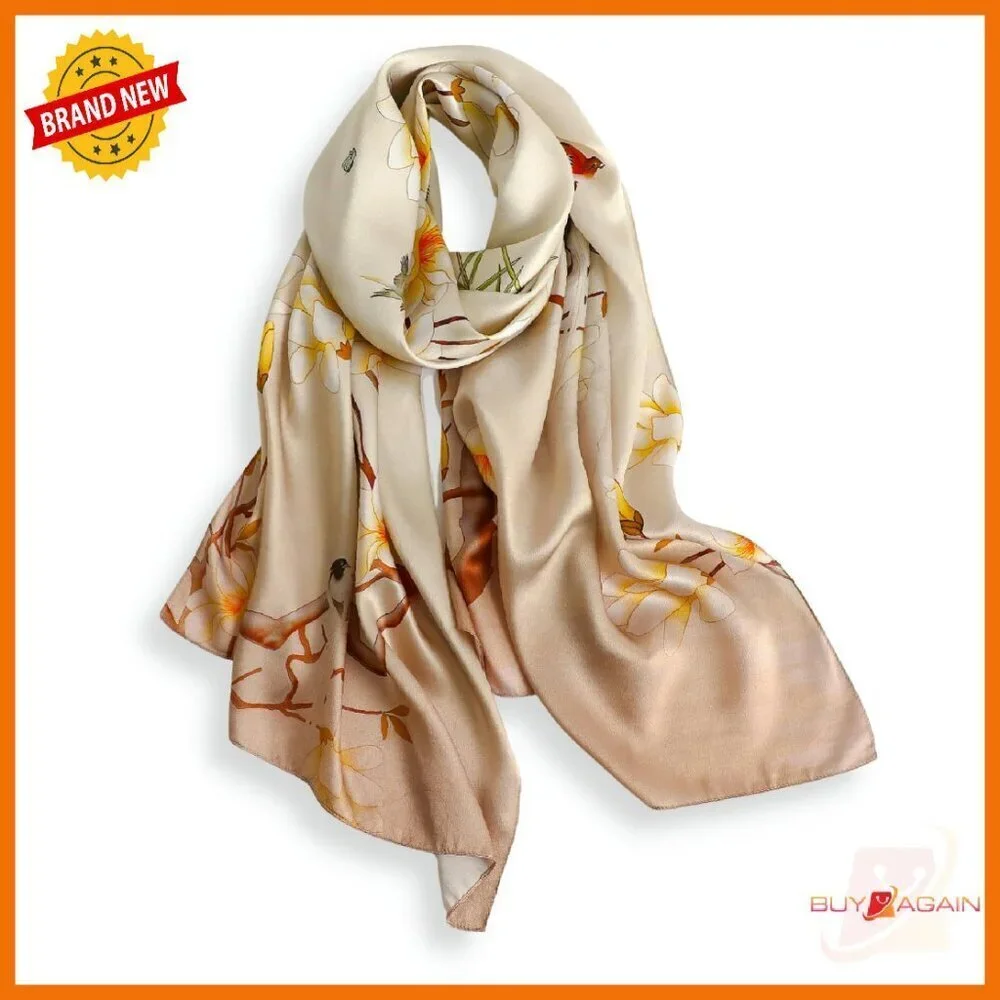 Large 100% Mulberry Silk Scarf Shawl Wrap UV Protection Gift Ready